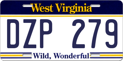 WV license plate DZP279