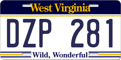 WV license plate DZP281