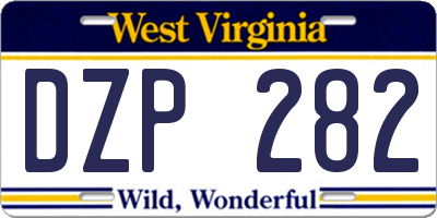 WV license plate DZP282