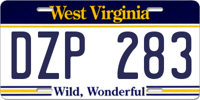 WV license plate DZP283