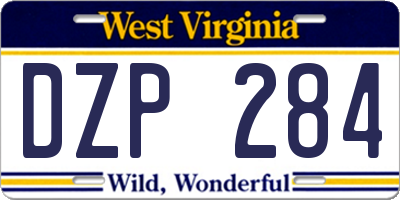 WV license plate DZP284