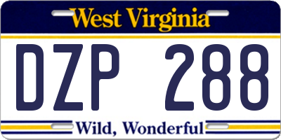 WV license plate DZP288