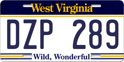 WV license plate DZP289