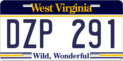 WV license plate DZP291