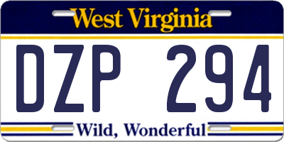 WV license plate DZP294