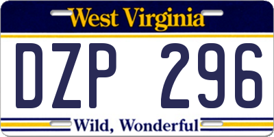 WV license plate DZP296