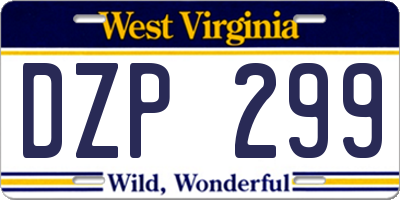 WV license plate DZP299