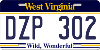 WV license plate DZP302