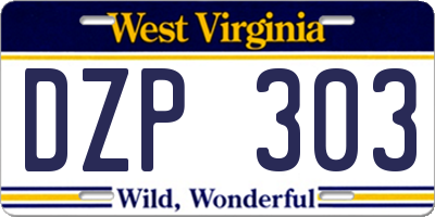 WV license plate DZP303