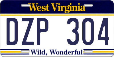 WV license plate DZP304