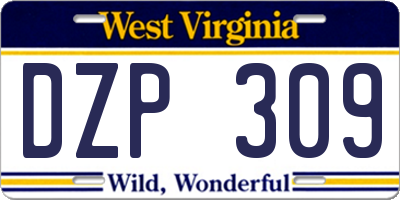 WV license plate DZP309