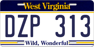 WV license plate DZP313