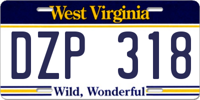 WV license plate DZP318