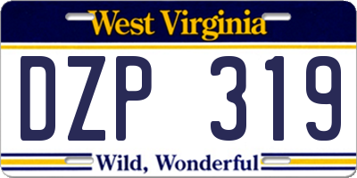 WV license plate DZP319