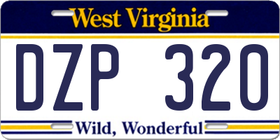 WV license plate DZP320