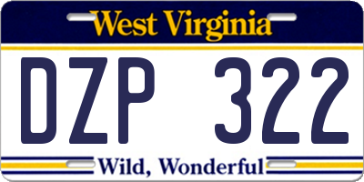 WV license plate DZP322