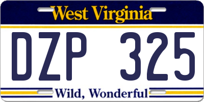 WV license plate DZP325