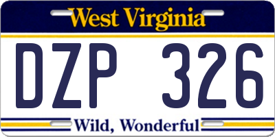 WV license plate DZP326