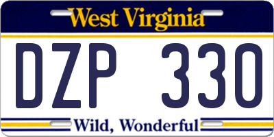 WV license plate DZP330