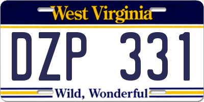 WV license plate DZP331