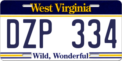 WV license plate DZP334