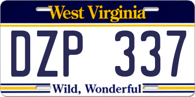 WV license plate DZP337