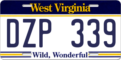 WV license plate DZP339