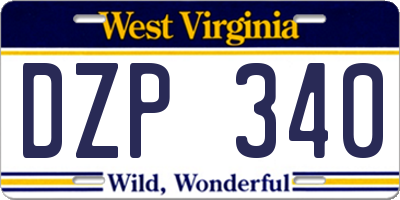 WV license plate DZP340