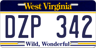 WV license plate DZP342