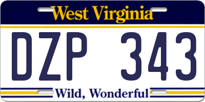 WV license plate DZP343