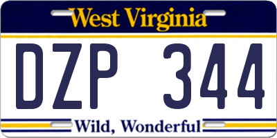 WV license plate DZP344