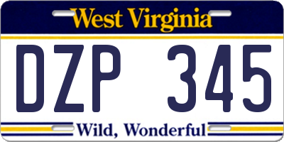 WV license plate DZP345