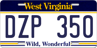 WV license plate DZP350