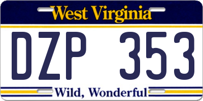 WV license plate DZP353