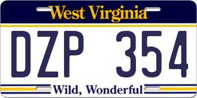 WV license plate DZP354