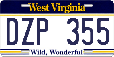 WV license plate DZP355