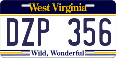 WV license plate DZP356