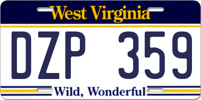 WV license plate DZP359