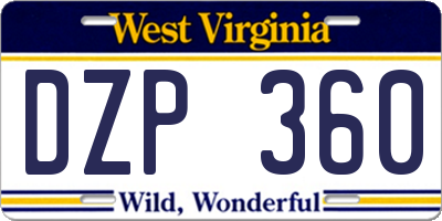 WV license plate DZP360