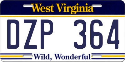 WV license plate DZP364