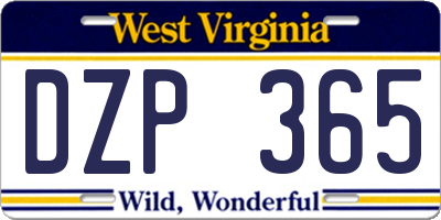 WV license plate DZP365