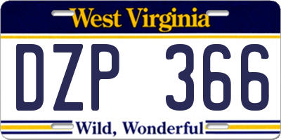 WV license plate DZP366