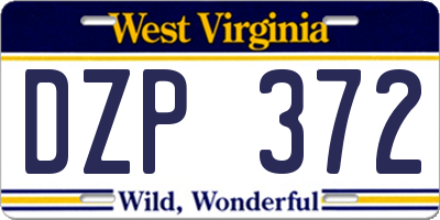 WV license plate DZP372