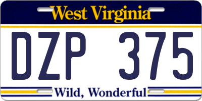 WV license plate DZP375