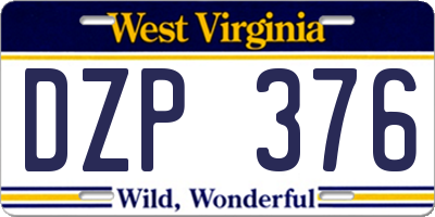 WV license plate DZP376