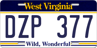 WV license plate DZP377