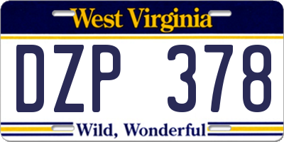 WV license plate DZP378