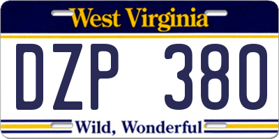 WV license plate DZP380