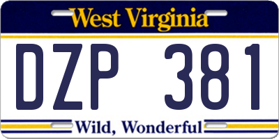 WV license plate DZP381