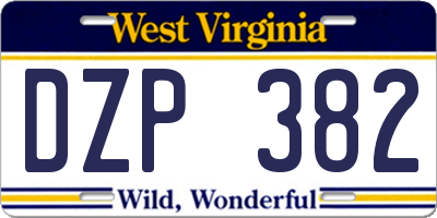 WV license plate DZP382